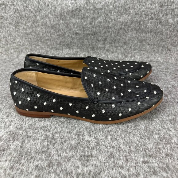 Banana Republic Shoes - ✅Womens 10M Banana Republic Loafers Black W/White Embroidered Polka Dots Shoes